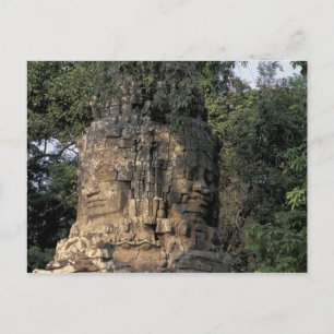 Asia, Cambodia, Siem Reap. Huge stone sculptures Postcard