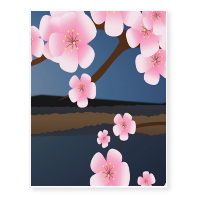 Asia Cherry Blooms Temporary Tattoos (Front)