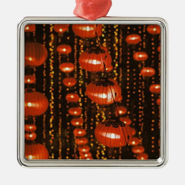 Asia, China, Beijing. Red Chinese lanterns, Metal Ornament (Front)