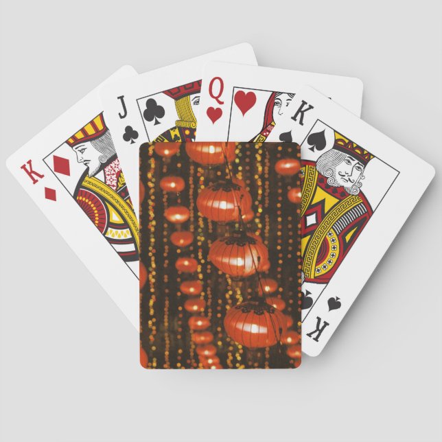 Asia, China, Beijing. Red Chinese lanterns, Poker Cards (Back)
