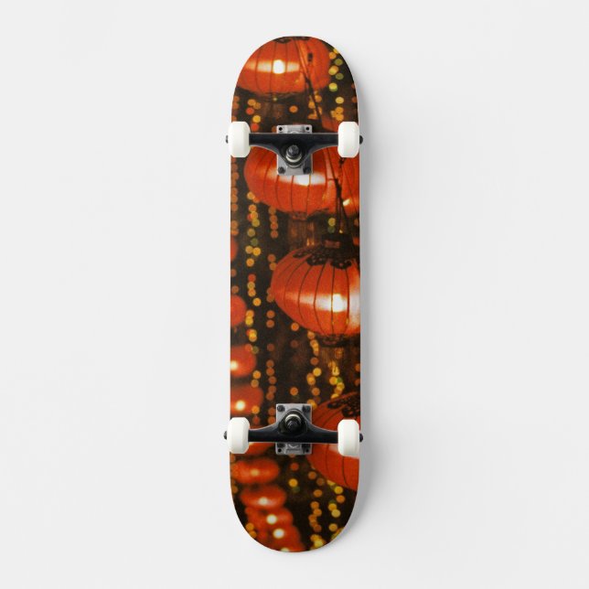 Asia, China, Beijing. Red Chinese lanterns, Skateboard Deck (Front)