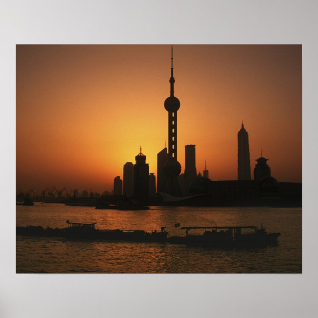 ASIA, China, Shanghai View of Oriental Pearl TV Poster (Front)