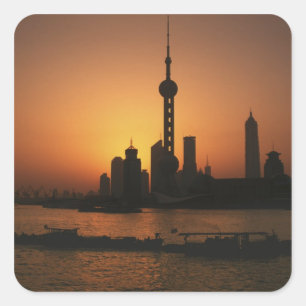 ASIA, China, Shanghai View of Oriental Pearl TV Square Sticker