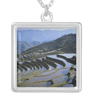 Asia, China, Yunnan, Yuanyang. Rugged Silver Plated Necklace