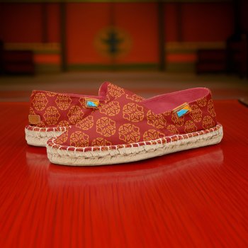 Asia Chinese Seamless Red Gold Intricate Pattern Espadrilles by wheresmymojo at Zazzle