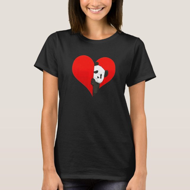 Asia Cute Love Panda Pun Bear Heart T-Shirt (Front)