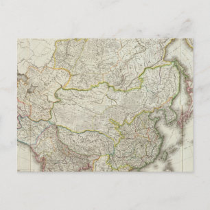 Asia Engraved Map Postcard