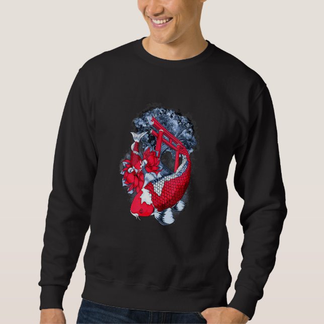 Asia Fishes Koi Water Lily In The Pond At The Temp Sweatshirt (Front)