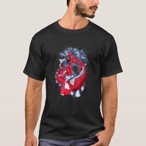 Asia Fishes Koi Water Lily In The Pond At The Temp T_Shirt