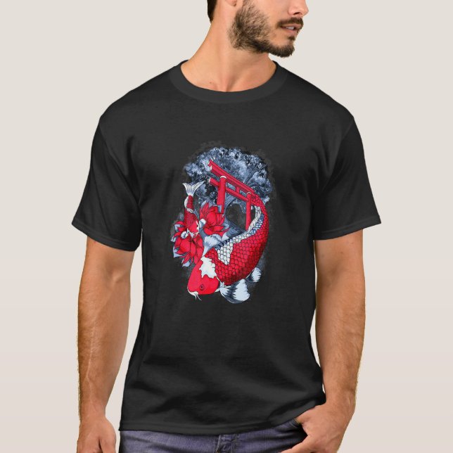 Asia Fishes Koi Water Lily In The Pond At The Temp T-Shirt (Front)