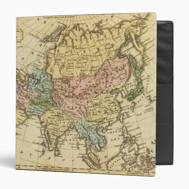 Asia Hand Colored Atlas Map Binder (Front/Inside)