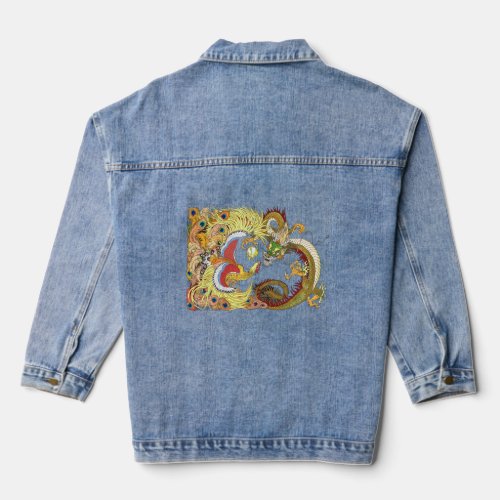 Asia History Dragon Phoenix With Pearl Chinese Myt Denim Jacket