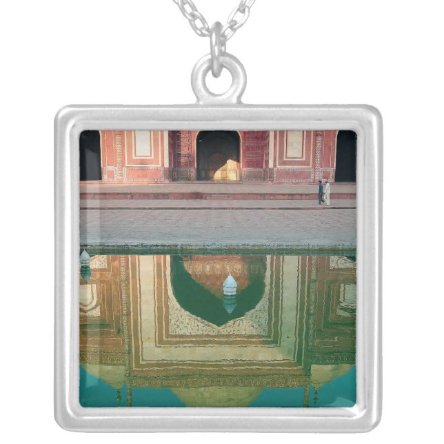 Asia, India, Uttar Pradesh, Agra. On the 2 Silver Plated Necklace (Front)