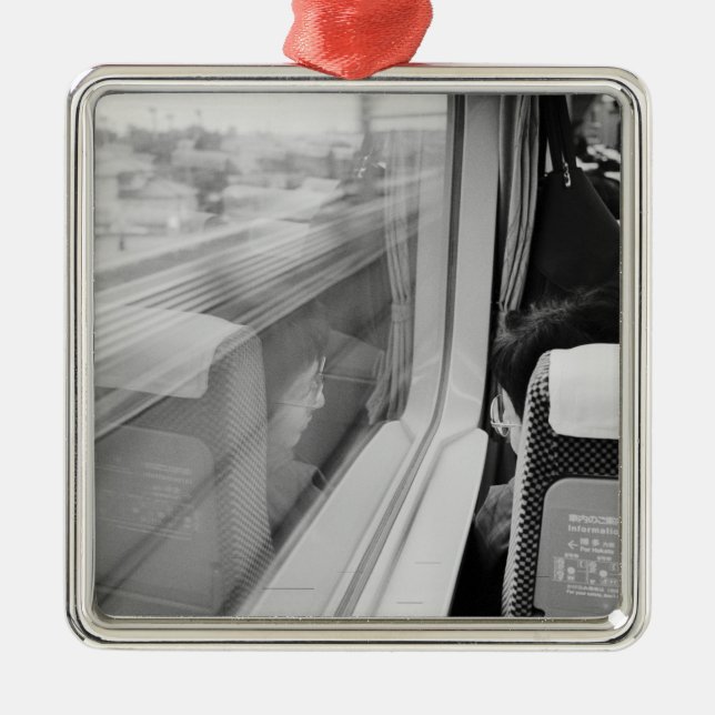 Asia, Japan. Aboard the Shinkansen Bullet Train Metal Ornament (Front)