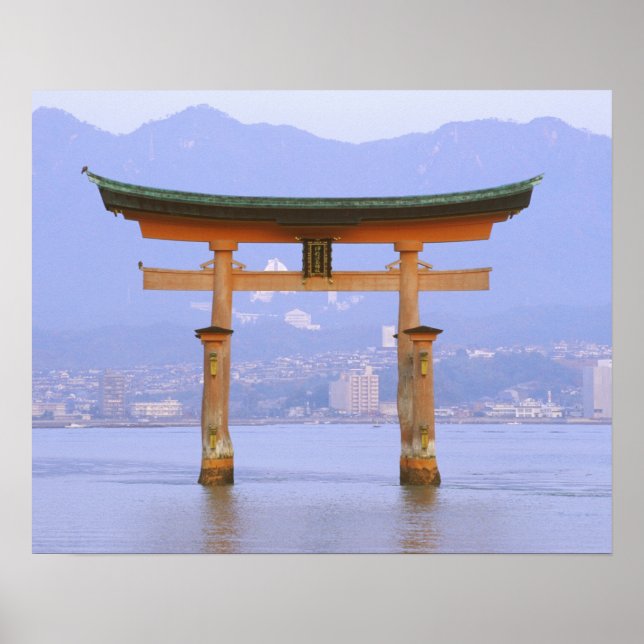 Asia, Japan, Hiroshima Mivaiima. Torii Gate Poster (Front)