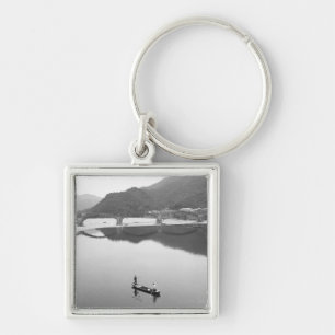 Asia, Japan, Iwakuni. Fishermen and historic 2 Keychain