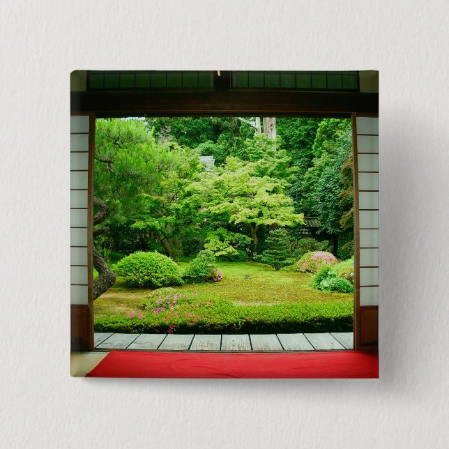 Asia, Japan, Kyoto. Zen Garden 2 Button (Front)
