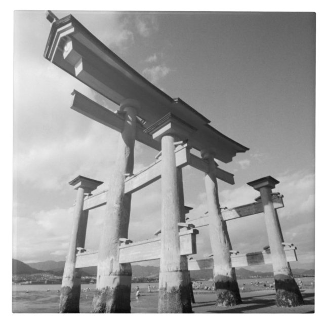 Asia, Japan, Miyajima. The Torri Gate. Tile (Front)