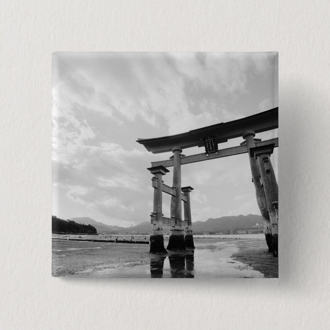 Asia, Japan, Myajima. Torri Gate 2 Button (Front)