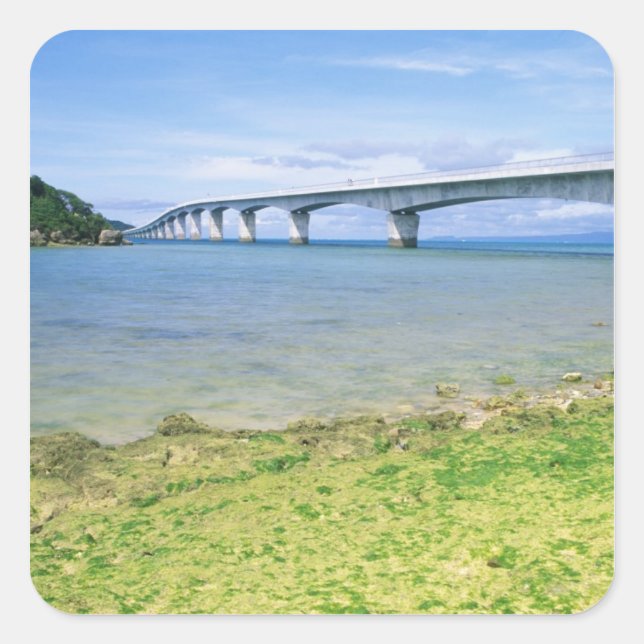 Asia, Japan, Okinawa, Kouri Bridge Square Sticker (Front)