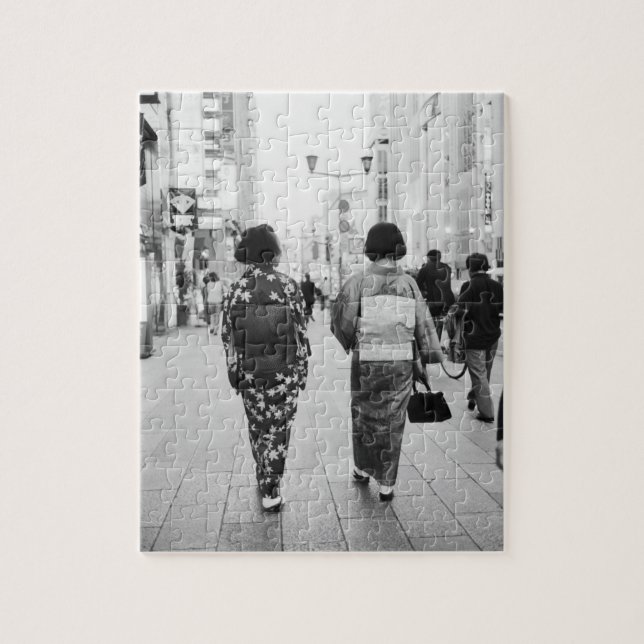 Asia, Japan, Tokyo. Geishas on the Ginza. Jigsaw Puzzle (Vertical)