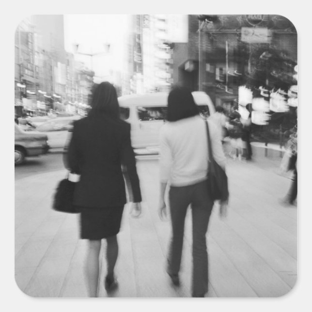 Asia, Japan, Tokyo. Young women on the Ginza. Square Sticker (Front)