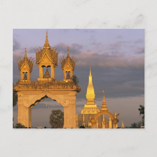 Asia Laos Vientiane That Luang Temple Postcard