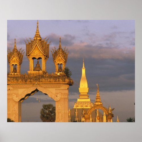 Asia Laos Vientiane That Luang Temple Poster