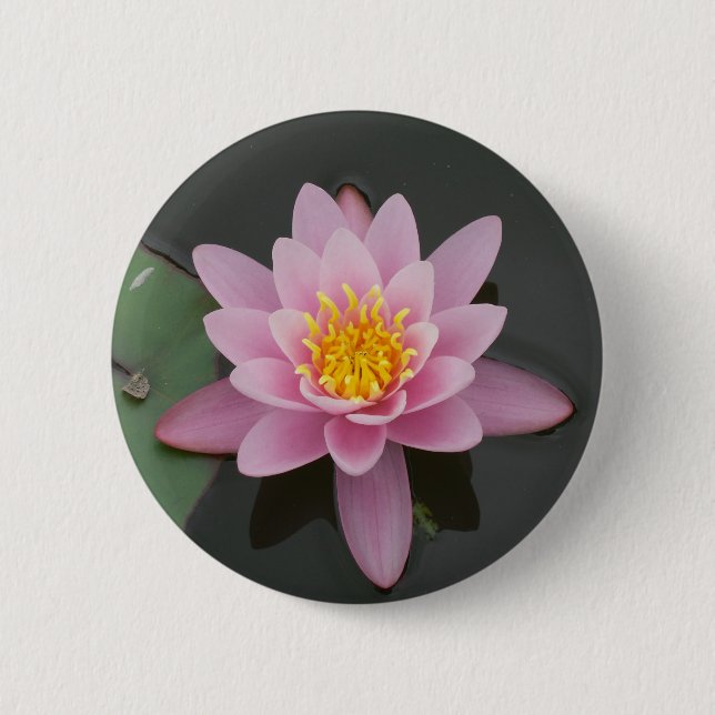Asia Lotus Flower Pinback Button (Front)