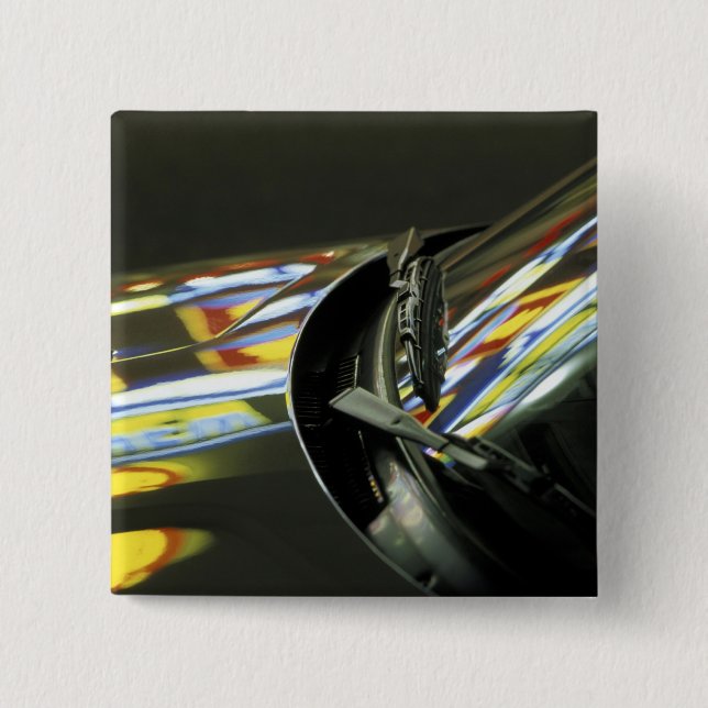 Asia, Malaysia, Melaka. Neon reflections in car Pinback Button (Front)