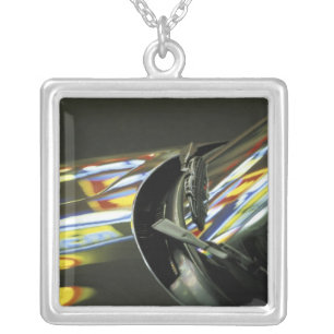 Asia, Malaysia, Melaka. Neon reflections in car Silver Plated Necklace