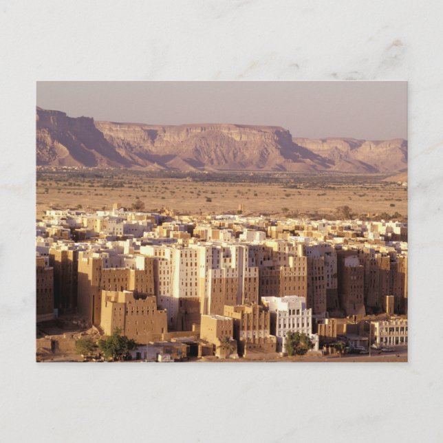 Asia, Middle East, Republic of Yemen. Shibam Postcard (Front)