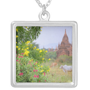 Asia, Myanmar (Burma), Bagan (Pagan). Cows Silver Plated Necklace
