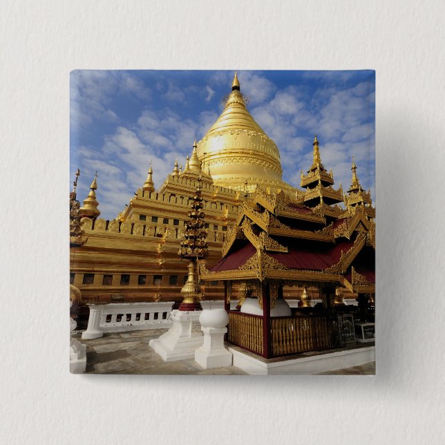 Asia, Myanmar (Burma), Bagan (Pagan). The Shwe 2 Pinback Button (Front)