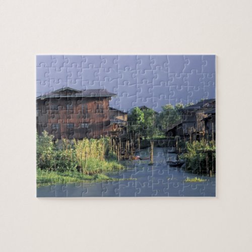 Asia Myanmar Inle Lake A floating village on Jigsaw Puzzle