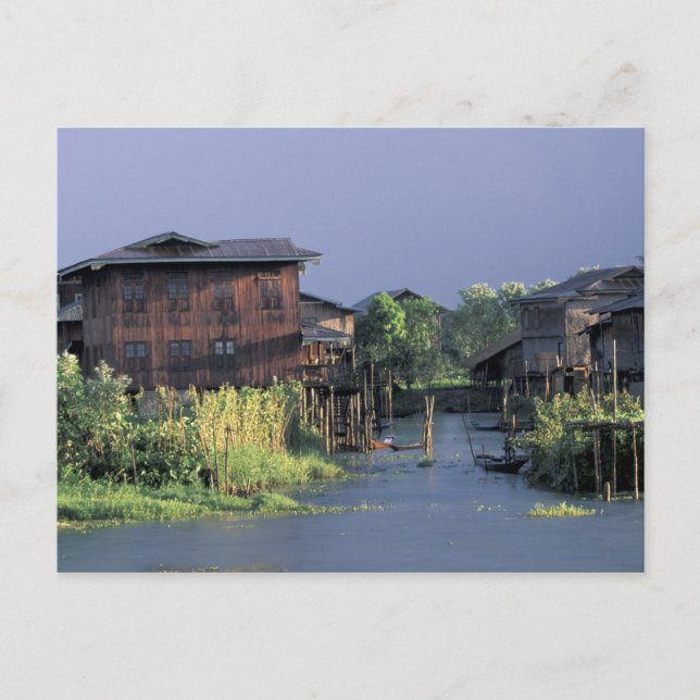 Asia, Myanmar, Inle Lake. A floating village on Postcard (Front)