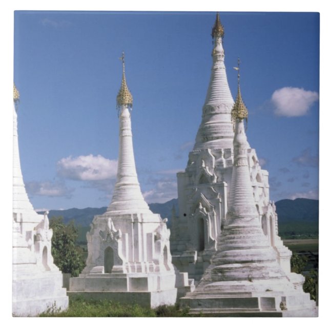 Asia, Myanmar, Inle Lake. Pagodas. 2 Tile (Front)