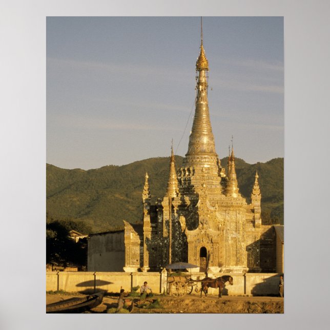 Asia, Myanmar, Inle Lake. Pagodas. Poster (Front)