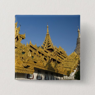 Asia, Myanmar, Yangon. Golden stupa of Shwedagon 2 Button