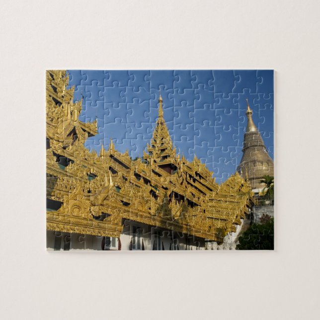 Asia, Myanmar, Yangon. Golden stupa of Shwedagon 2 Jigsaw Puzzle (Horizontal)