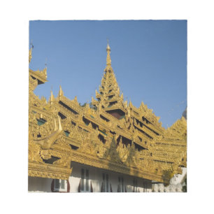 Asia, Myanmar, Yangon. Golden stupa of Shwedagon 2 Notepad