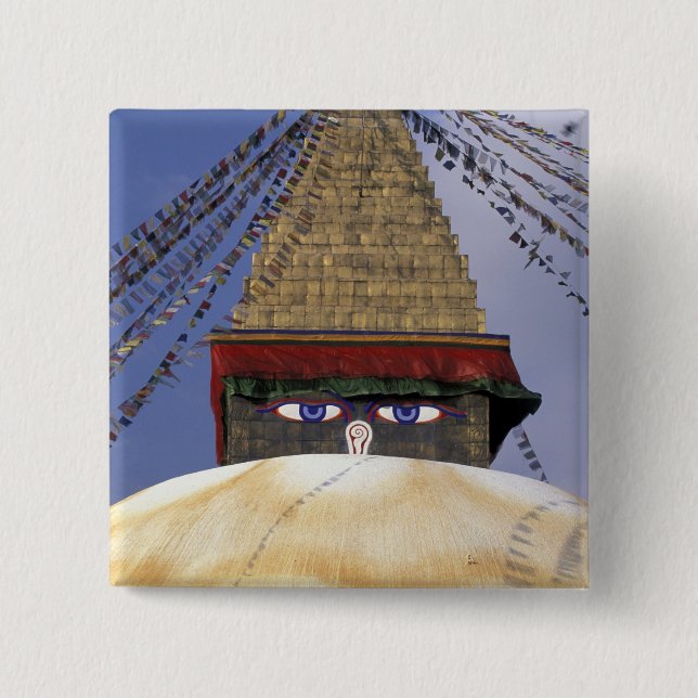 Asia, Nepal, Kathmandu. Bouddhanath Stupa. 2 Button (Front)