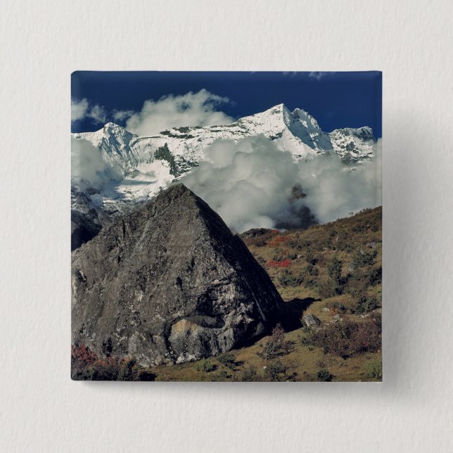 Asia, Nepal, Sagarmatha NP. A Buddhist prayer Pinback Button (Front)