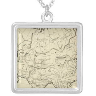 Asia outline map silver plated necklace