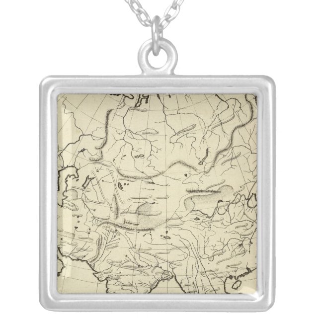 Asia outline map silver plated necklace (Front)