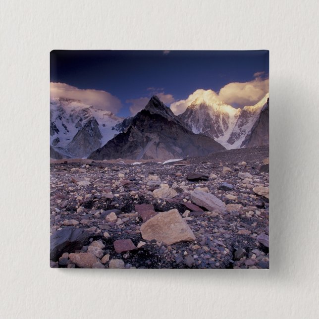 Asia, Pakistan, Karakoram Range, Broad and Pinback Button (Front)