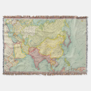 Asia political atlas map throw blanket