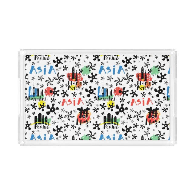 Asia | Symbols Pattern Acrylic Tray (Front)