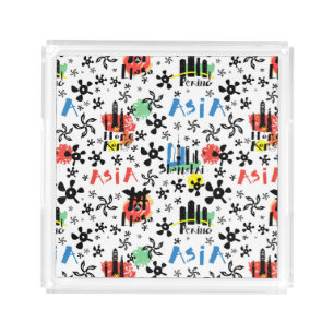 Asia Symbols Pattern Acrylic Tray