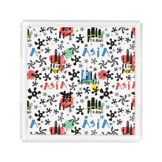 Asia | Symbols Pattern Acrylic Tray (Front)